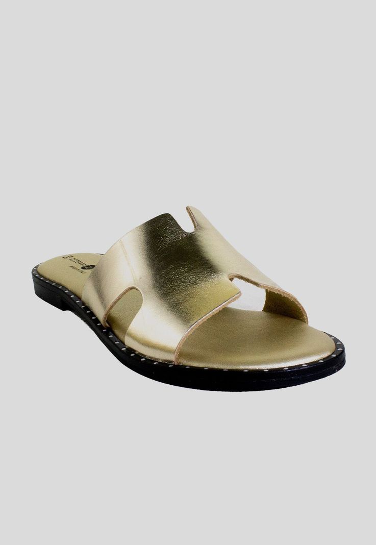 Sandalia liso plana Oro-1
