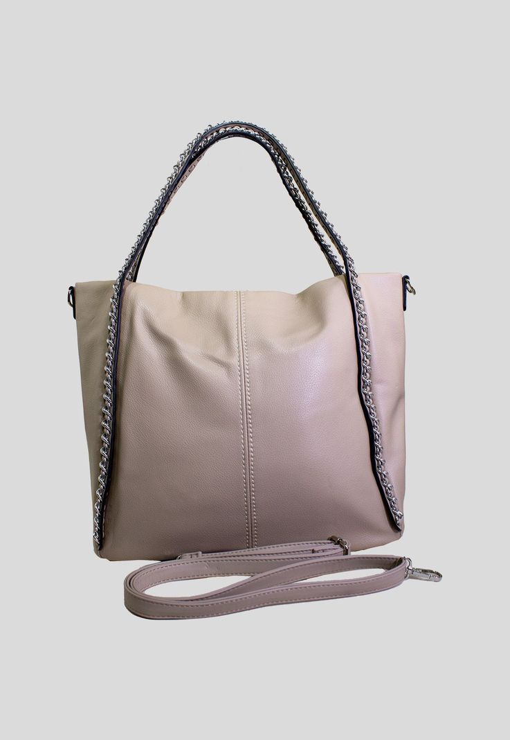 Cartera con full y cadena Taupe-1