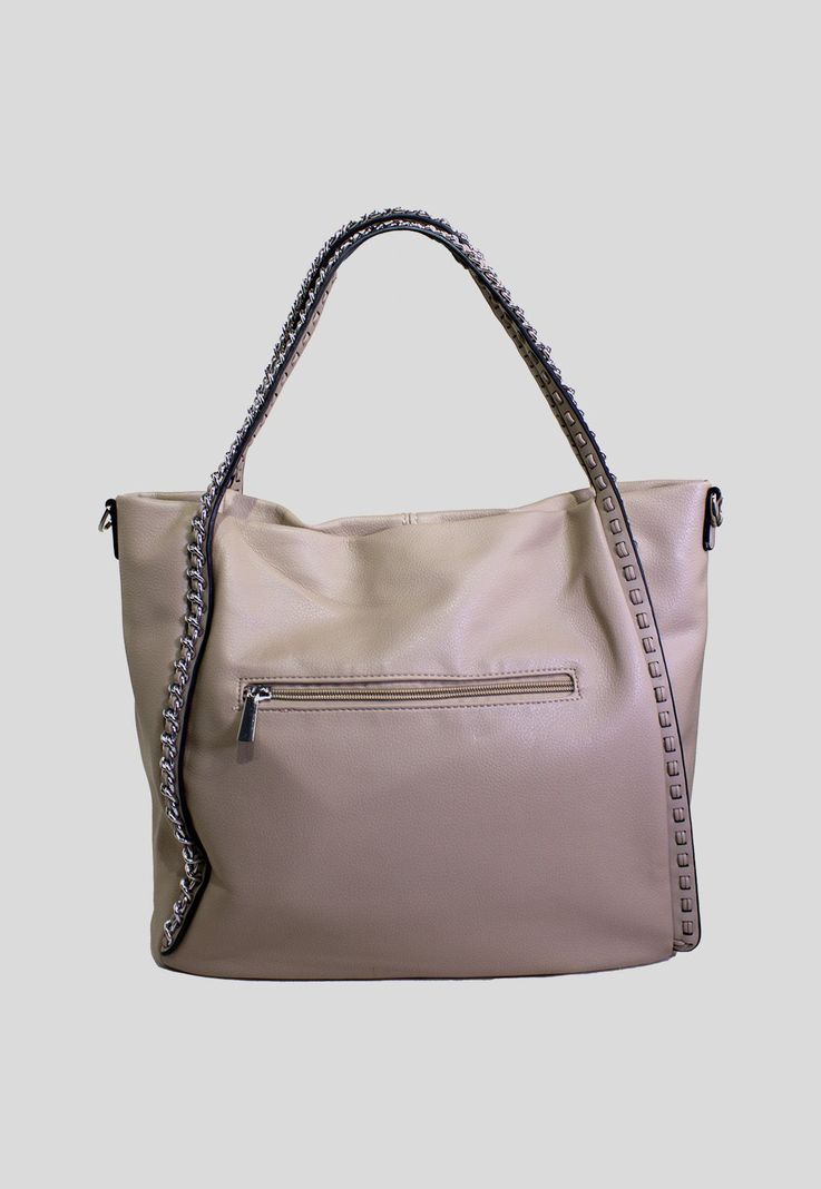 Cartera con full y cadena Taupe-2