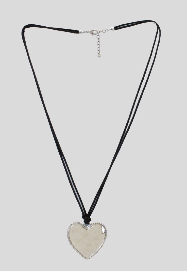 Collar largo corazon metal Plata-0