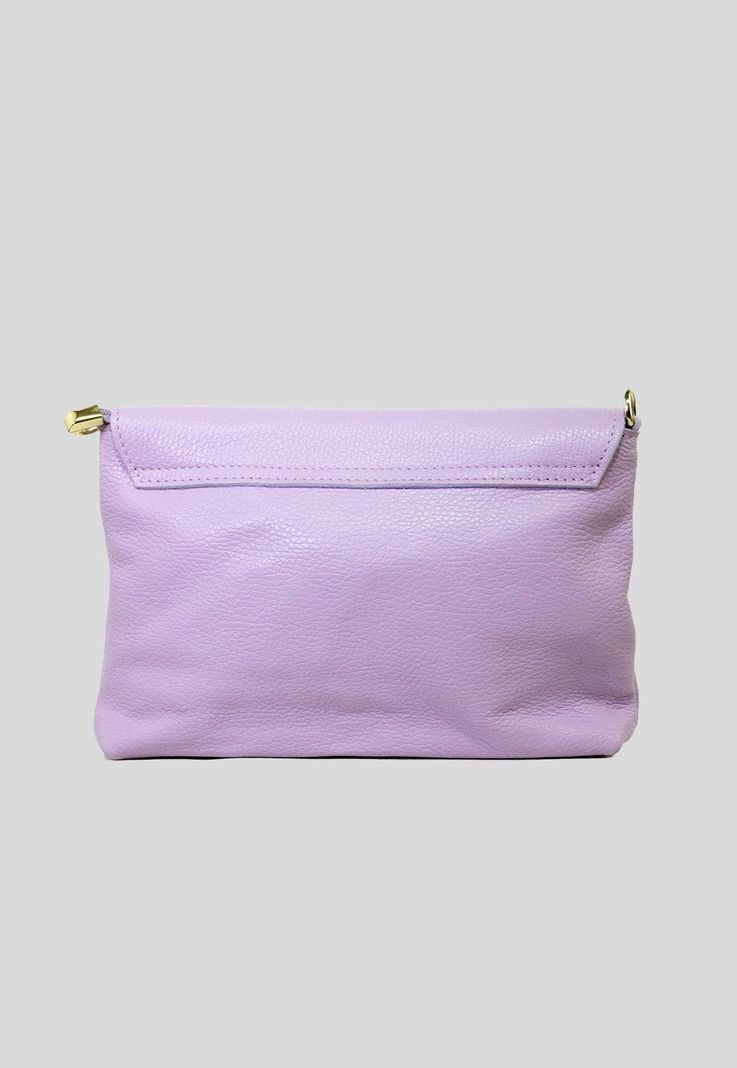 Cartera cuero cerrojo redondo Lila-2