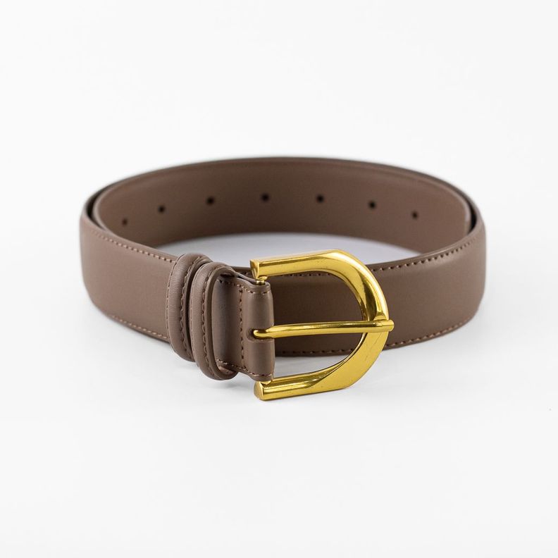 Cinturón Cuero Clásico Pasador Metal Mujer Taupe Mailea-0