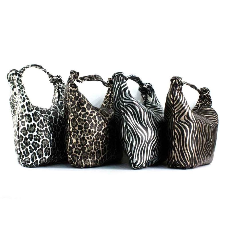 Cartera de Cuero Brillo 761 Mujer Cebra Plateado Mailea-4
