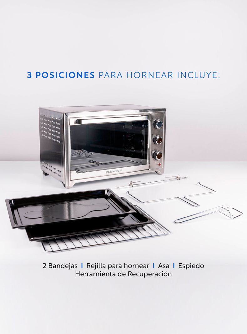 Horno eléctrico Oven Master 45 L + Convección y Spiedo-2