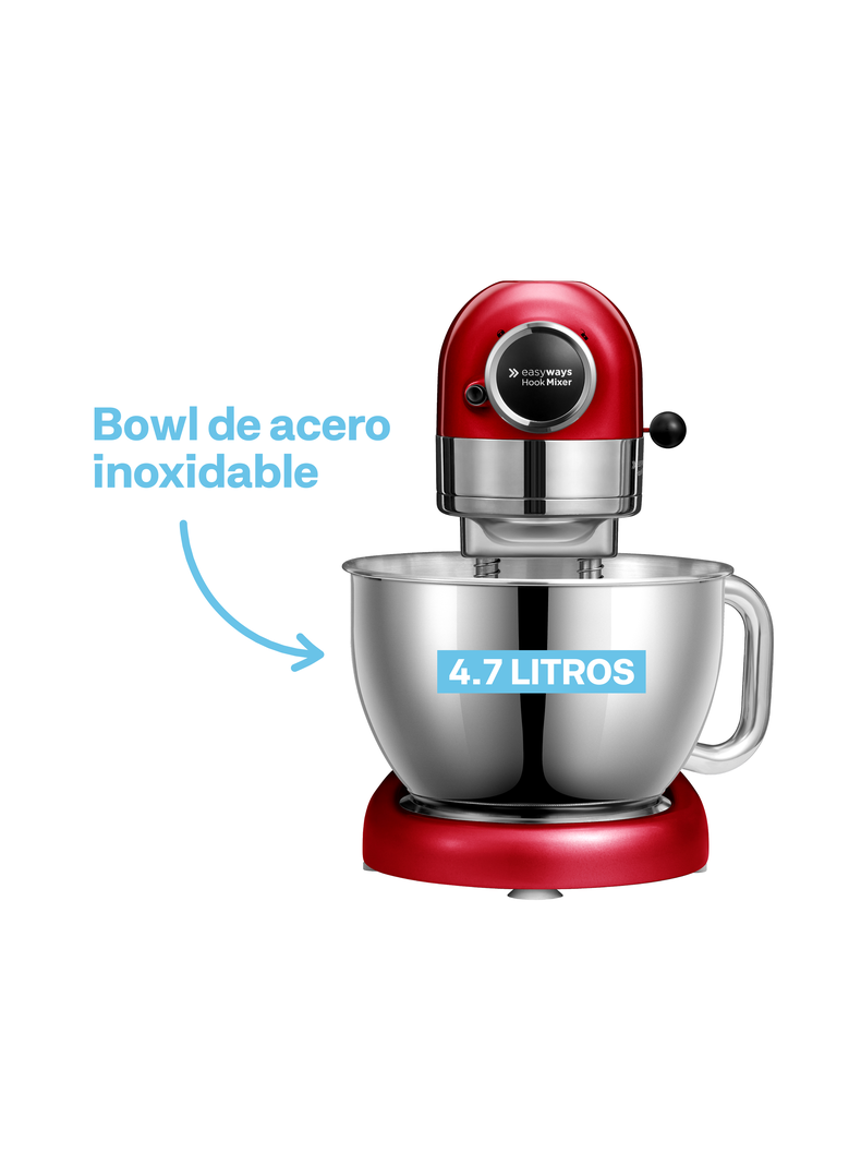 Batidora de Pedestal Hook Mixer Rojo 4,7 Lt EasyWays-1