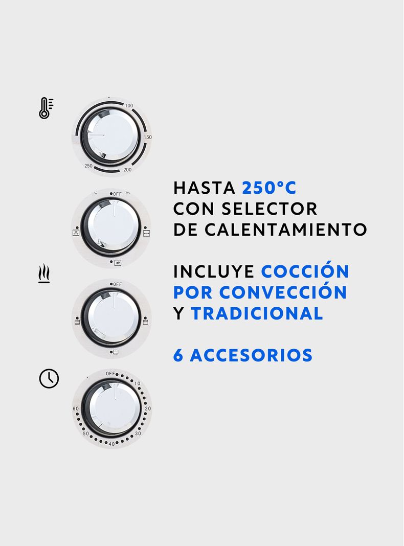 Horno eléctrico Oven Master 60 L + Convección y Spiedo-2