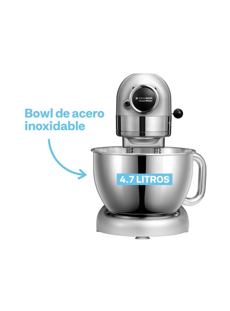 Batidora de Pedestal Hook Mixer Silver 4, 7Lt EasyWays-4