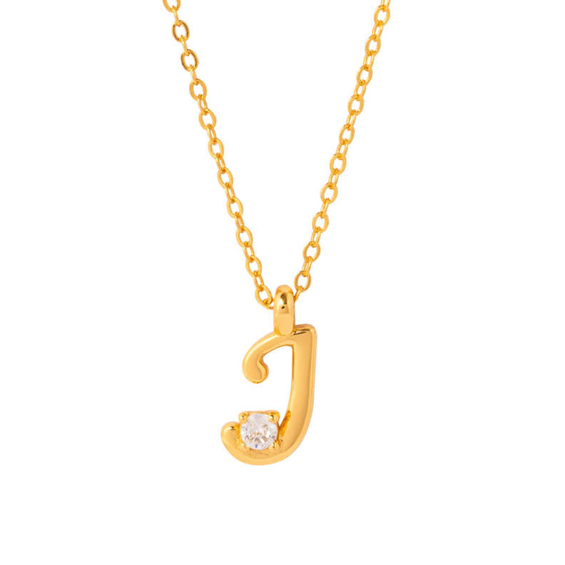 COLLAR INICIAL LUCKY BAÑADO EN ORO J-0