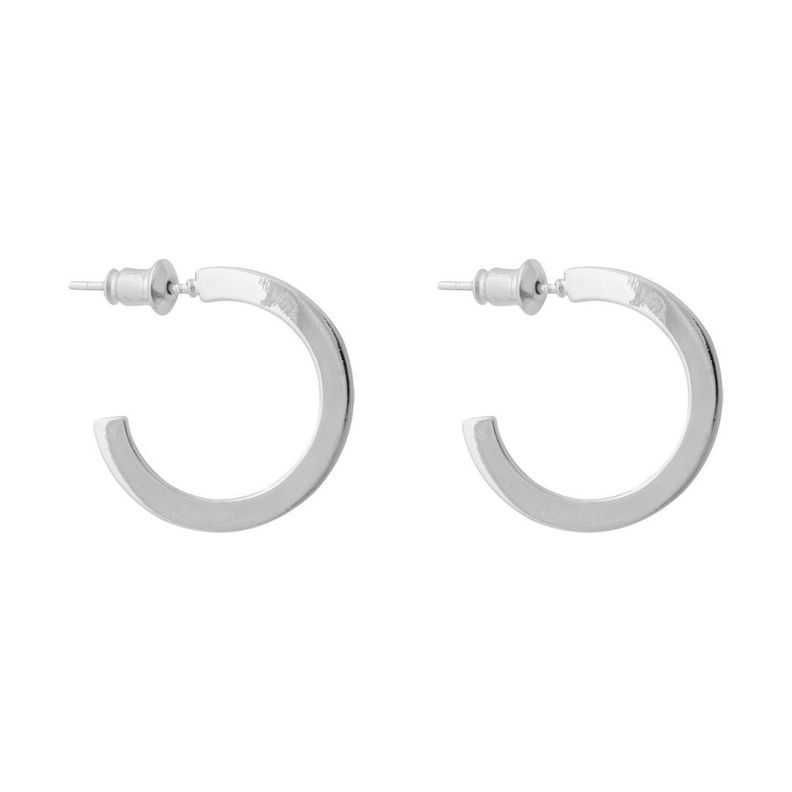 Aros Mujer Argollas Plateadas Aila 20mm Bañadas en Oro Blanco Boaz Joyas-0