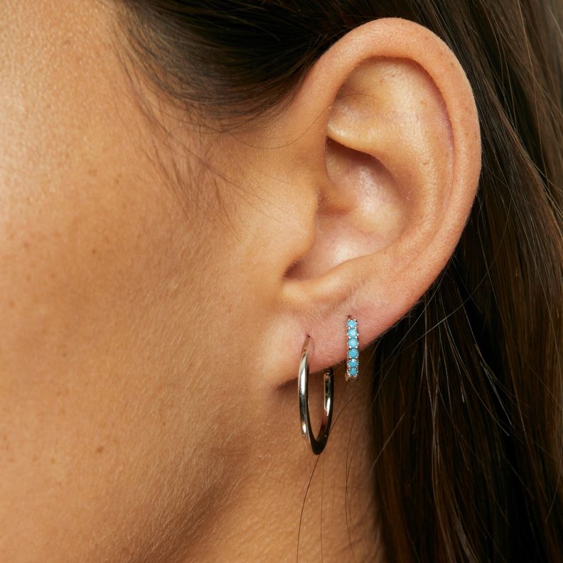 Aros Mujer Argollas Plateadas Aila 20mm Bañadas en Oro Blanco Boaz Joyas-2