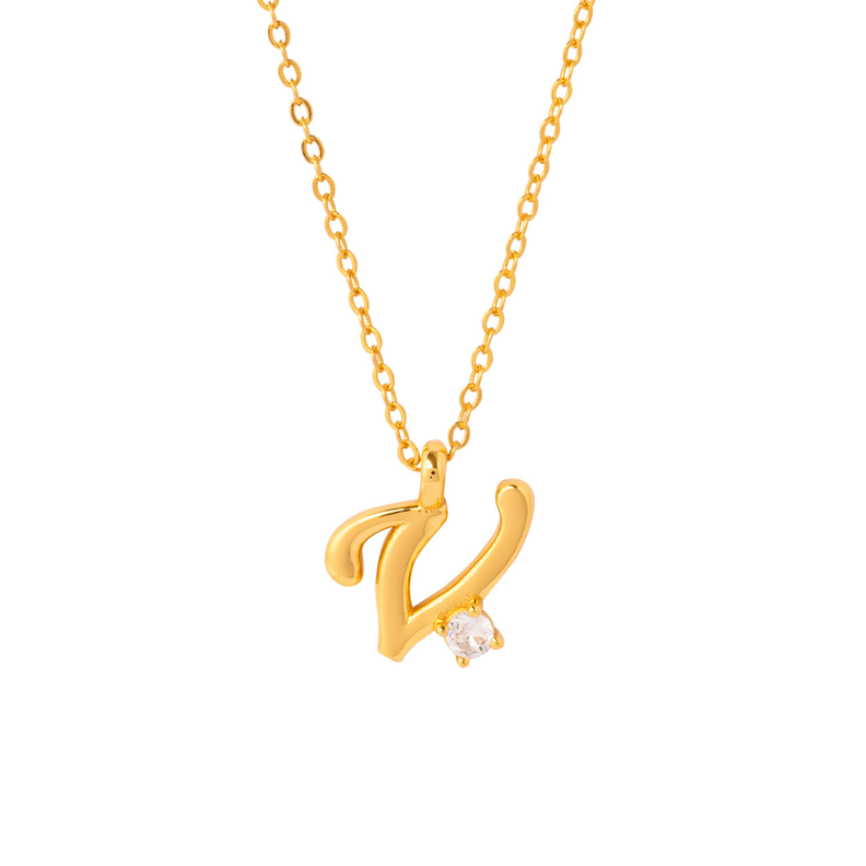 COLLAR INICIAL LUCKY BAÑADO EN ORO V-0