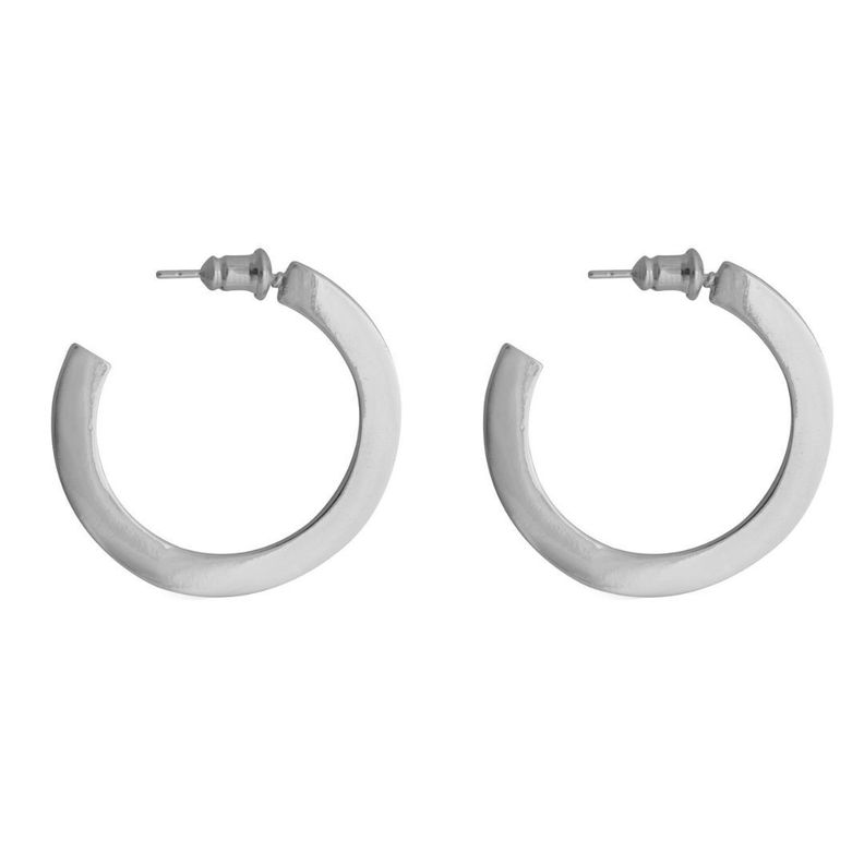 Aros Mujer Argollas Plateadas Aila 30mm Bañadas en Oro Blanco Boaz Joyas-0