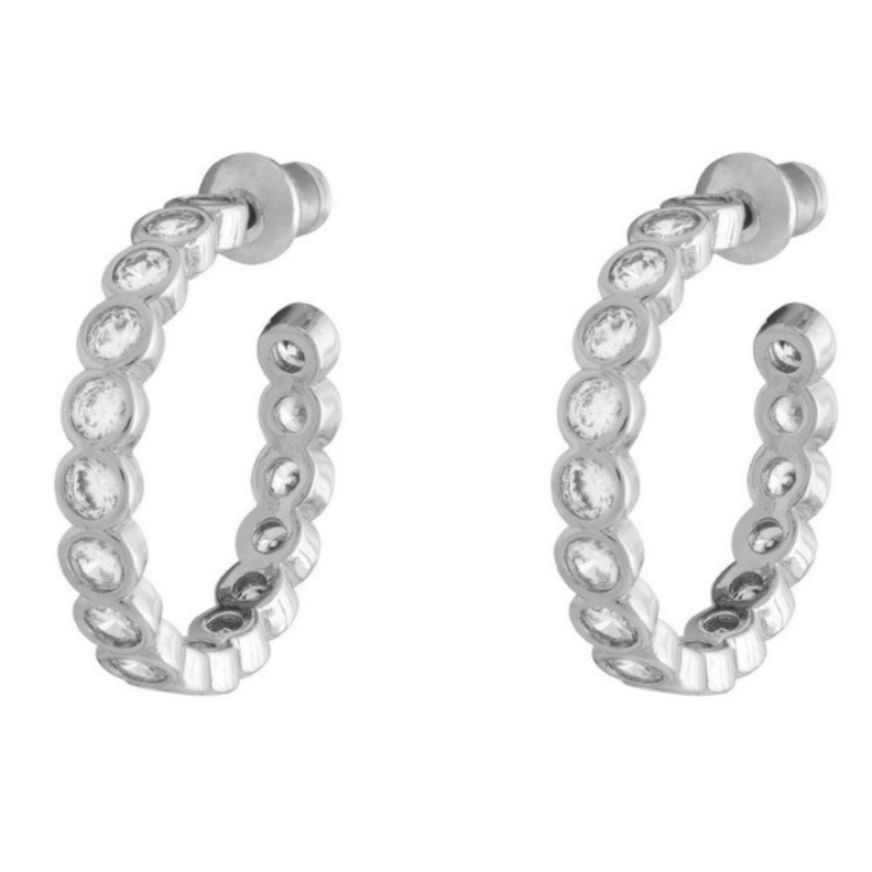 Aros Mujer Argollas Bombai Plateadas Bañadas en Oro Blanco Boaz Joyas-0