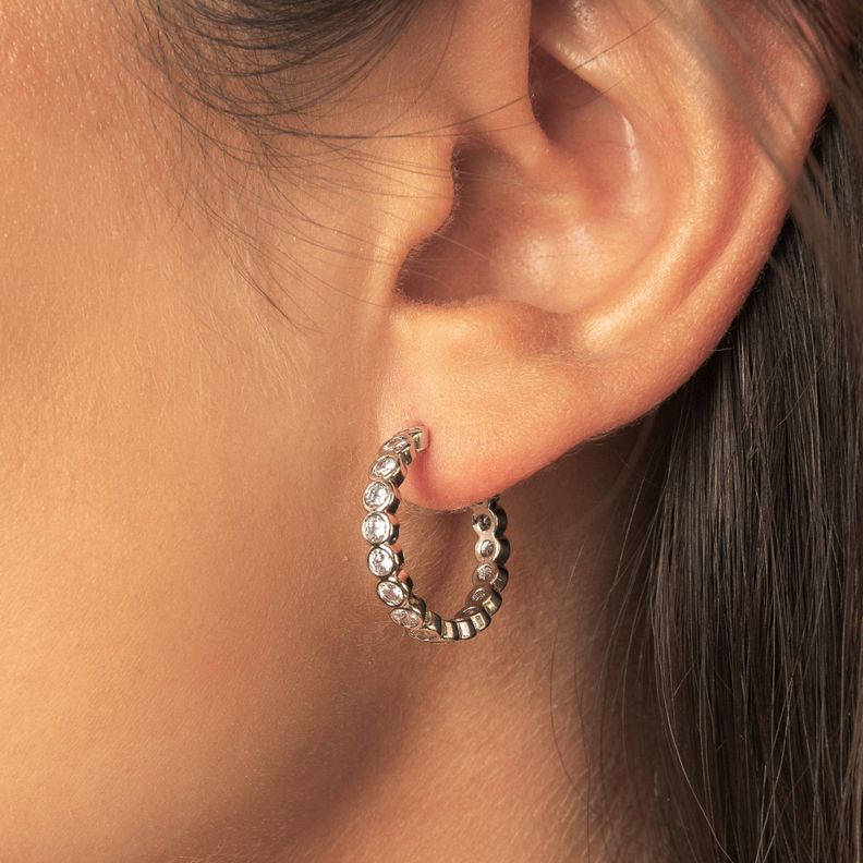 Aros Mujer Argollas Bombai Plateadas Bañadas en Oro Blanco Boaz Joyas-2