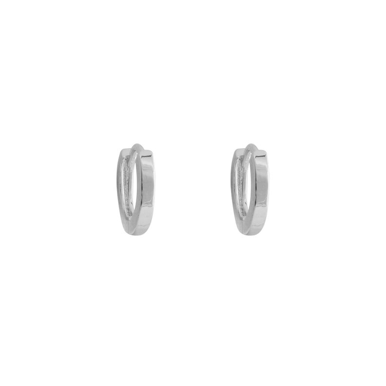 Argollas Lisas 12mm Bañadas en Oro Blanco Boaz Joyas-0