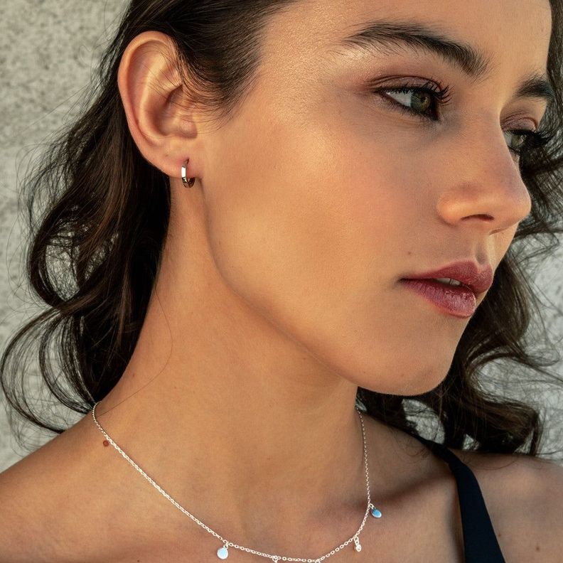 Argollas Lisas 12mm Bañadas en Oro Blanco Boaz Joyas-1