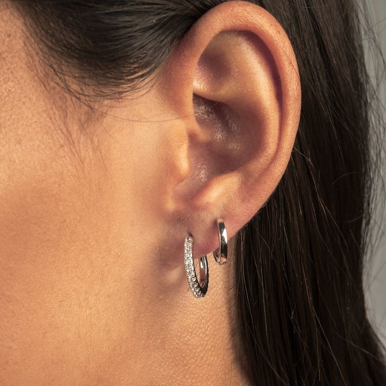 Argollas Lisas 12mm Bañadas en Oro Blanco Boaz Joyas-2