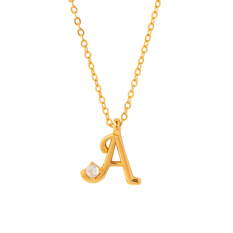 COLLAR INICIAL LUCKY BAÑADO EN ORO A-0