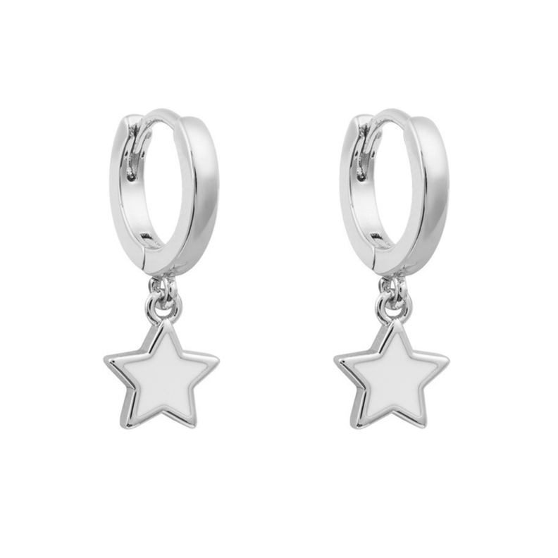 ARGOLLAS STARS WHITE BAÑADAS EN ORO BLANCO-0