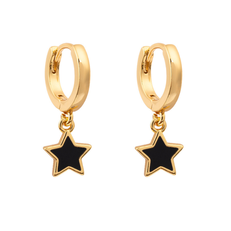 ARGOLLAS STARS BLACK BAÑADAS EN ORO-0
