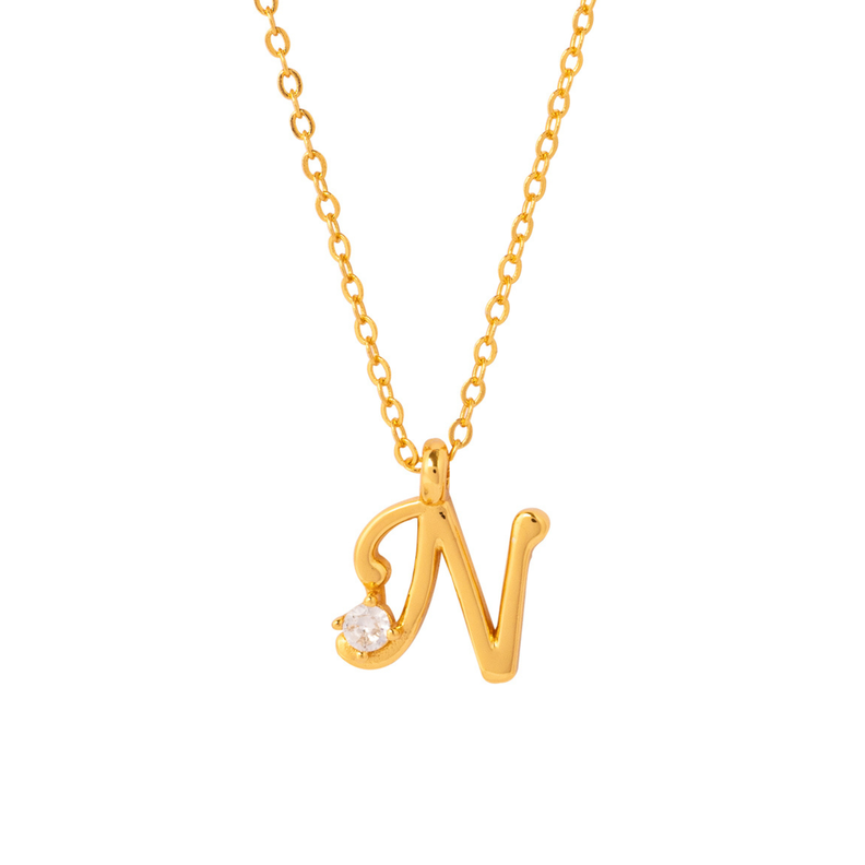 COLLAR INICIAL LUCKY BAÑADO EN ORO N-0