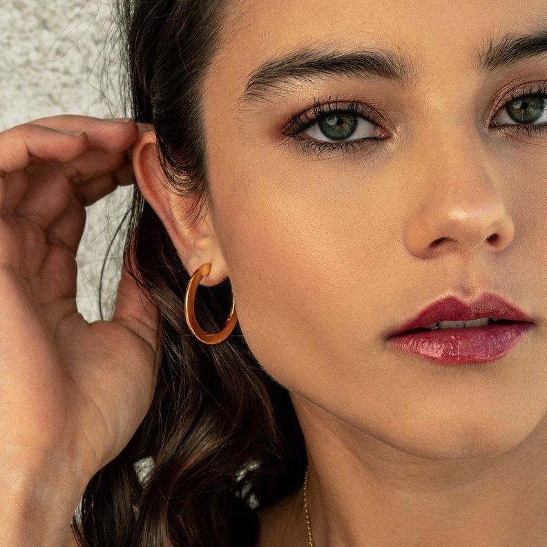 Aros Mujer Argollas Doradas Aila 30mm Bañadas en Oro Boaz Joyas-1