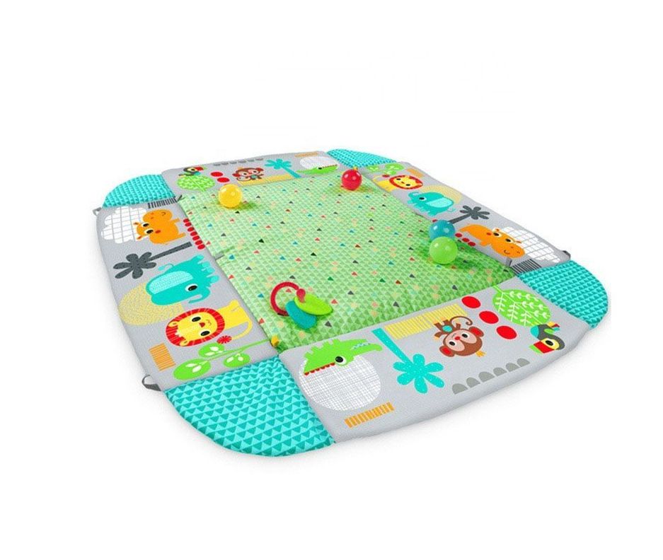 Gimnasio Cuna Alfombra Acolchada bebe Verde-3