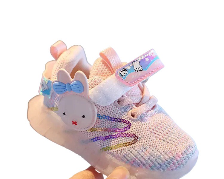 Zapatillas de niñas luces conejo morada-4