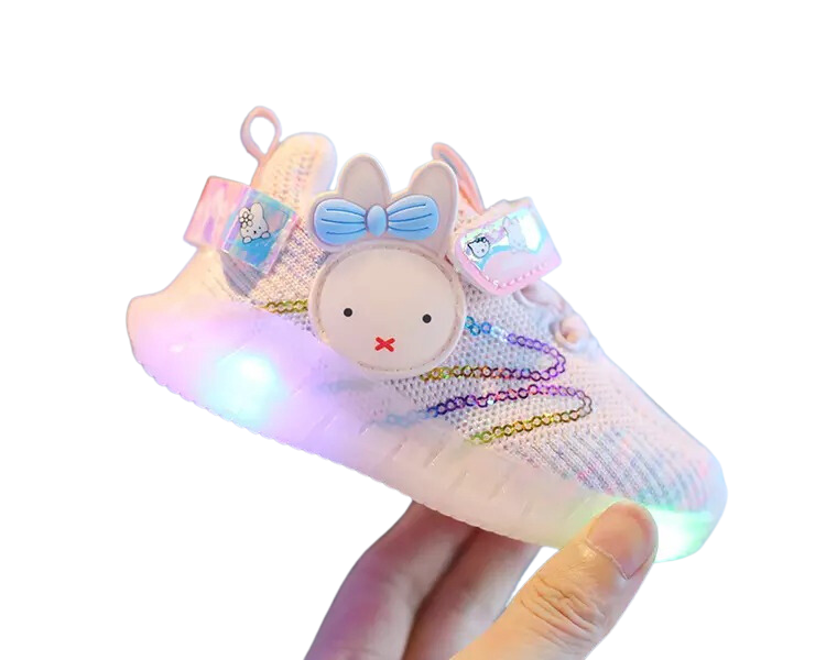 Zapatillas de niñas luces conejo morada-6