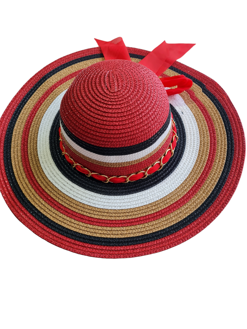 Sombrero de playa mujer sol protección solar rayas-1