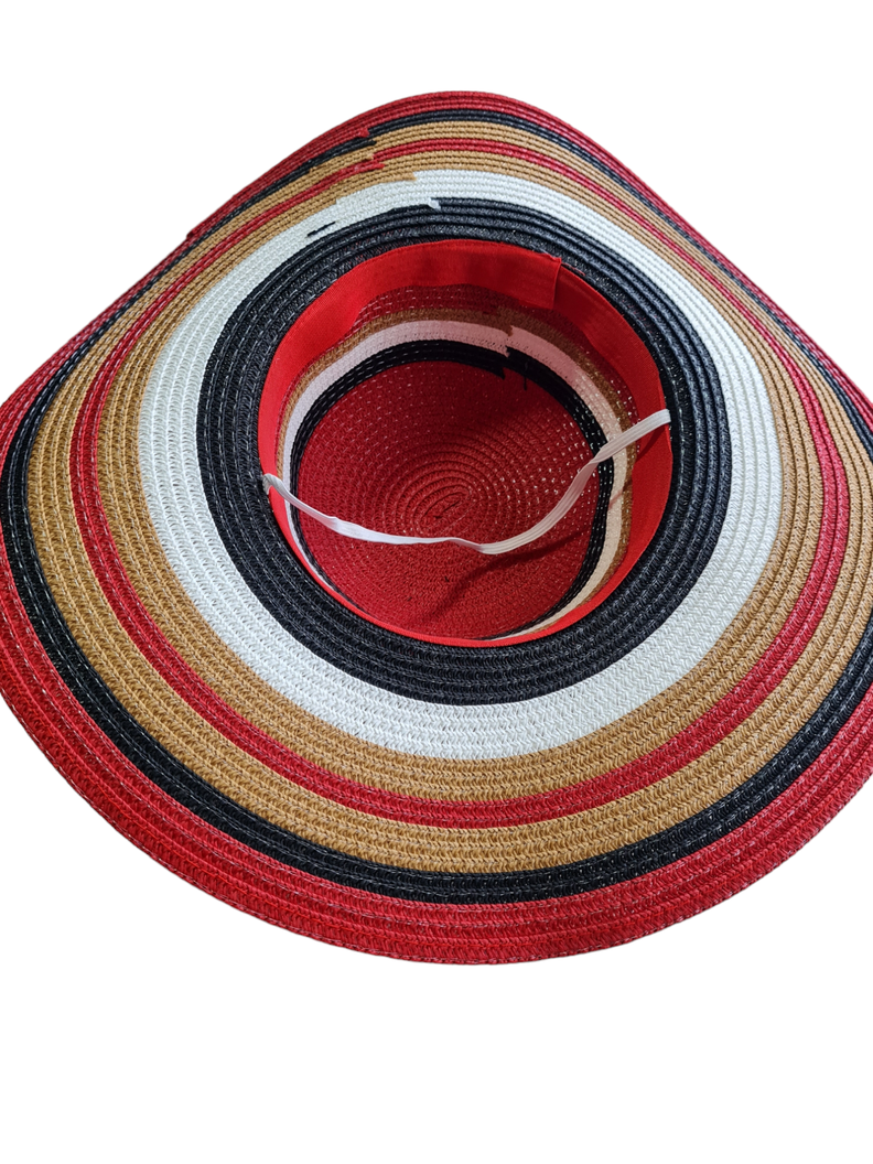 Sombrero de playa mujer sol protección solar rayas-2