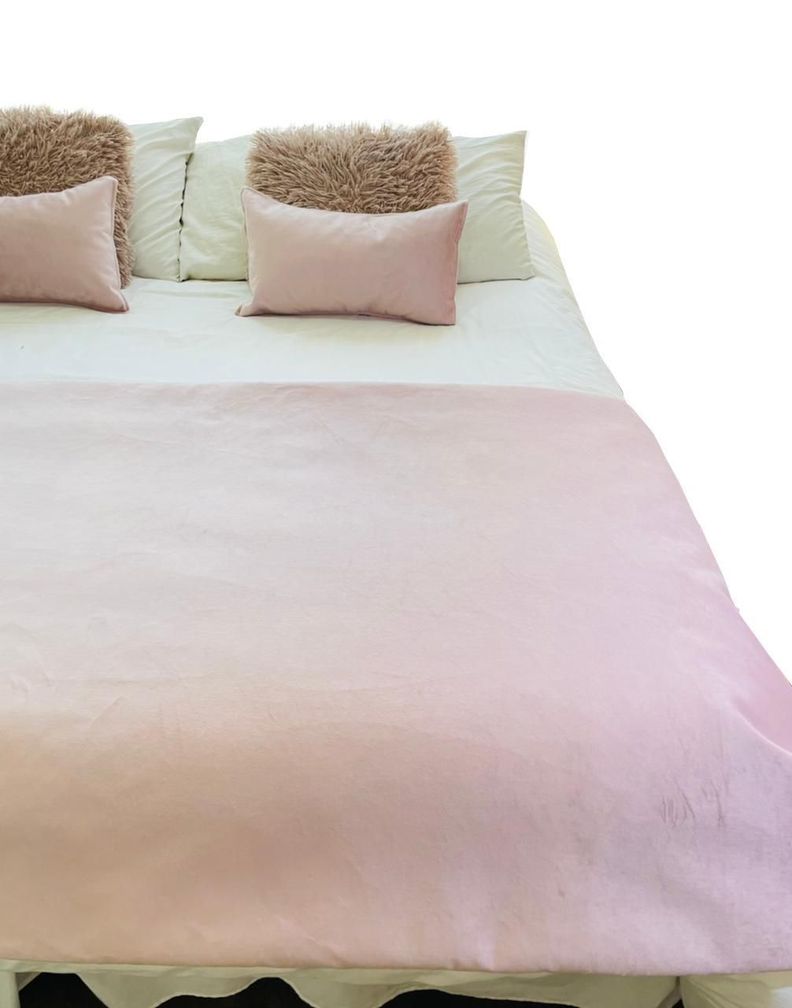 Set Felpa Española Palo Rosa 90 x 260 cm + 2 cojines  50 x 30 cm Antonia Paz-0