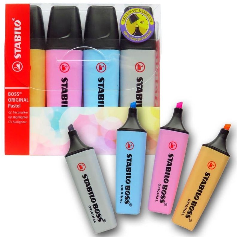 Set 4 Destacadores Stabilo Boss Pastel-0