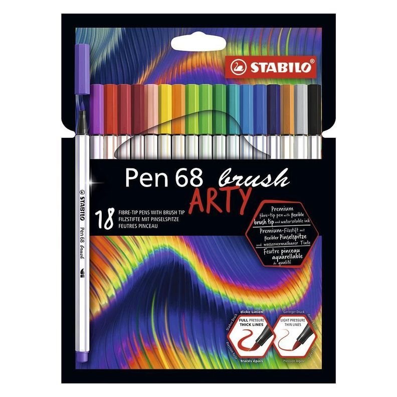 18 Marcadores Punta Pincel Pen 68 Brush Stabilo-0
