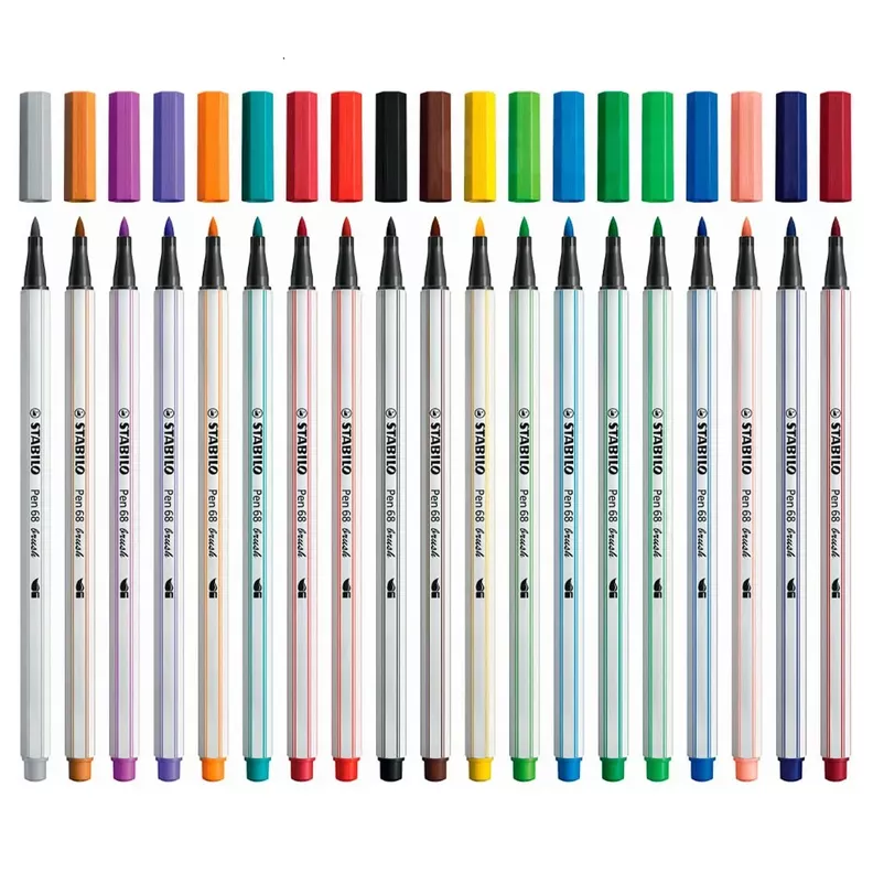 18 Marcadores Punta Pincel Pen 68 Brush Stabilo-1