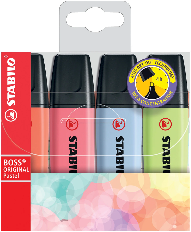 Destacador 4 Colores Stabilo Boss Pasteles-0