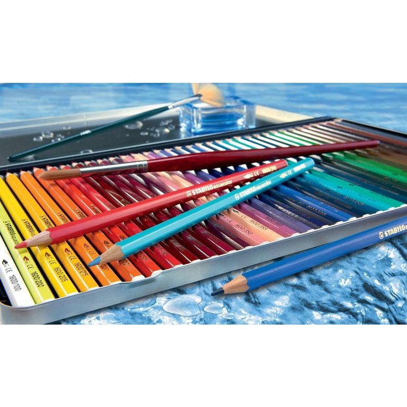 Set Lapices 24 Colores Acuarelables Stabilo Caja Metálica-1