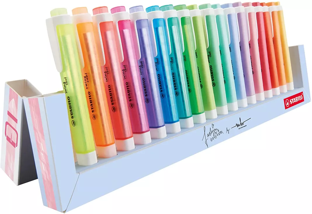 Set 18 Deskset Destacadores Stabilo Swing Cool Neón Pastel-0
