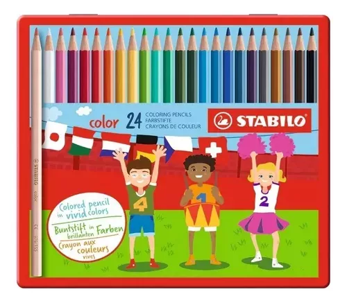 Set Lapices 24 Colores Stabilo Caja Metálica-0