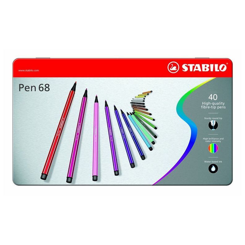 Set Stabilo Pen Point 68 Marcadores Punta Fina 40 Colores-0
