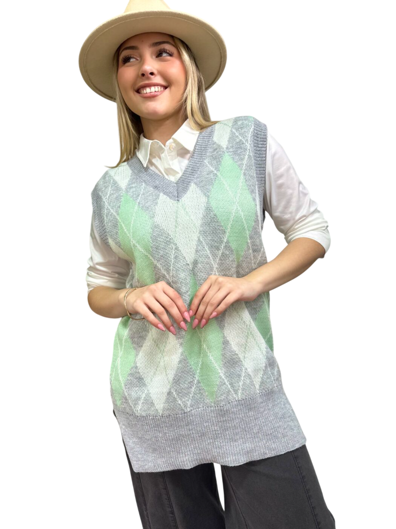 Sweater Sin Mangas Rombos - Tikva Chile-2