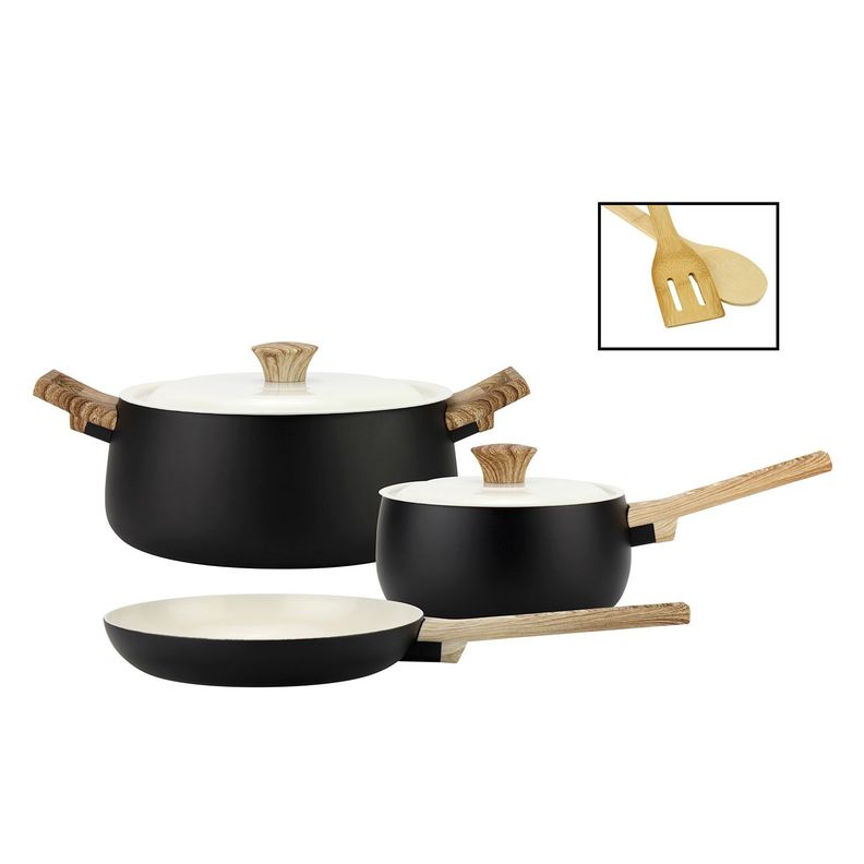 Batería de cocina de aluminio 7 Piezas negro Biela Fantuzzi-0