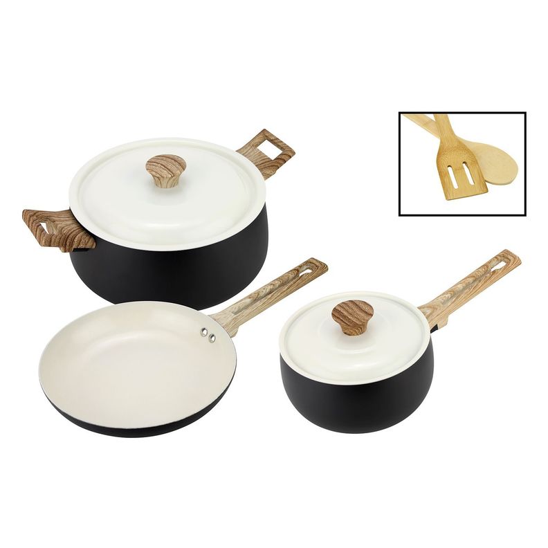 Batería de cocina de aluminio 7 Piezas negro Biela Fantuzzi-1