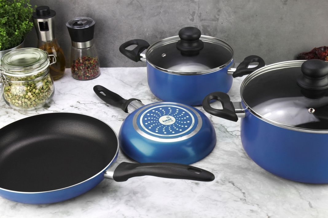 Batería de cocina de aluminio 6 Piezas Azul Gourmet-7