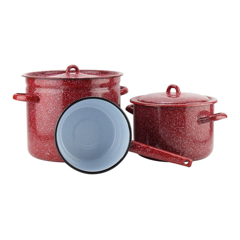 Batería de cocina 5 piezas acero carbónico roja Fundo Fantuzzi-1