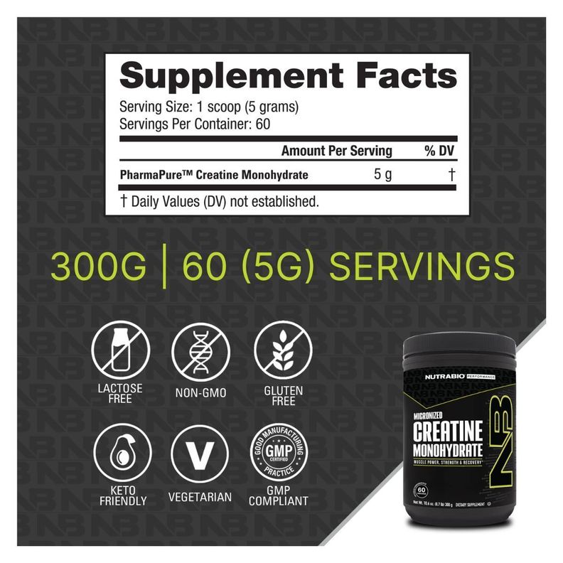 CREATINA MONOHYDRATE 300 GRS 60 SERV. NUTRABIO-1