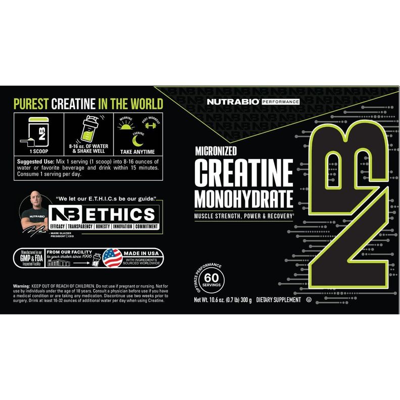 CREATINA MONOHYDRATE 300 GRS 60 SERV. NUTRABIO-2