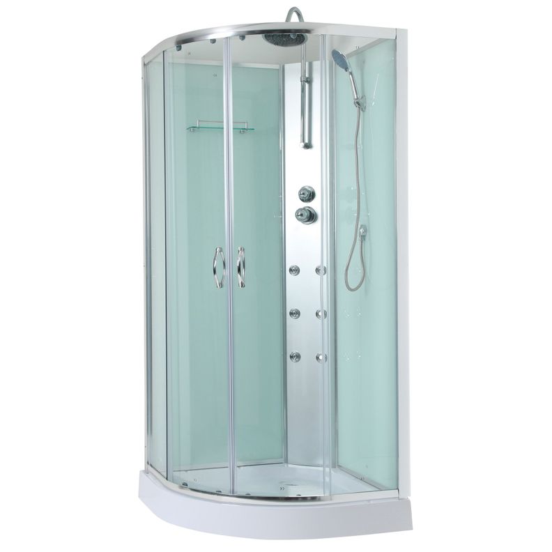 Cabina de Ducha Curva Transparente 90x90x220cm (Incluye Receptáculo y Techo)-1
