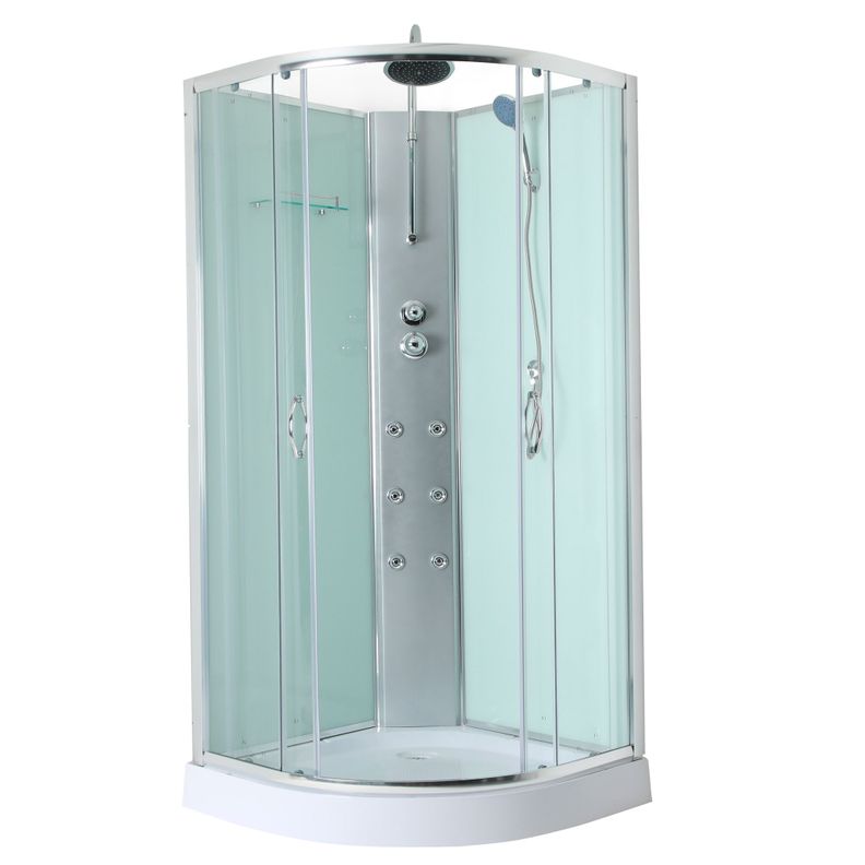 Cabina de Ducha Curva Transparente 90x90x220cm (Incluye Receptáculo y Techo)-2