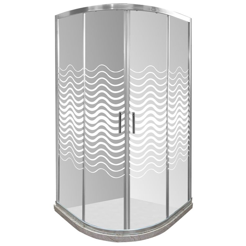 Shower Door Líneas Curvas con Base Curva Travertino Joytek 90x90x185 cm-0